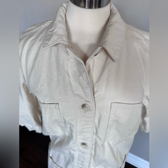 Everlane Shirt Dress Canvas Cargo Chore Patch Pocket Organic Cotton Ivory W's 14 - Picture 7 of 16
